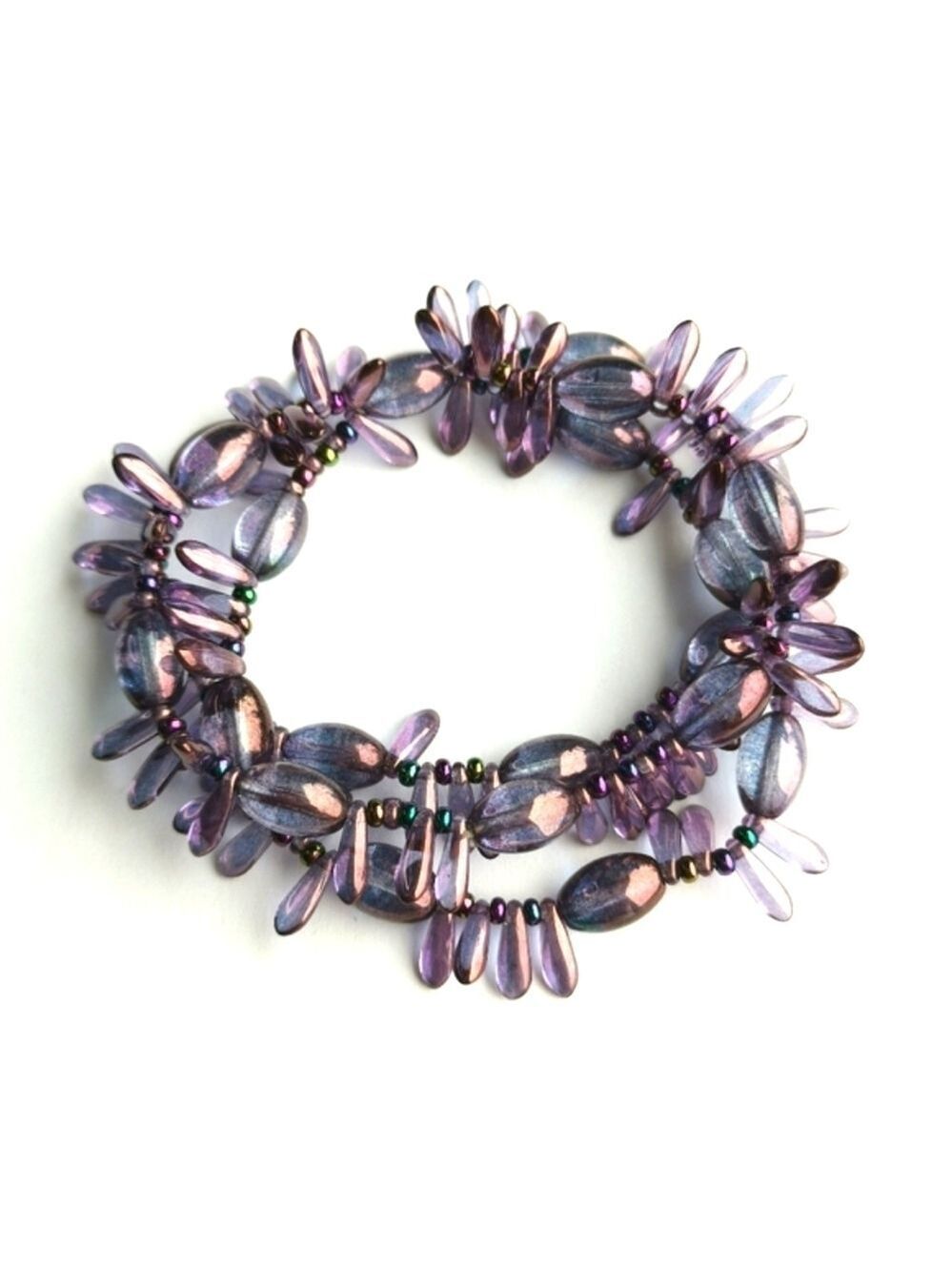 Vintage Czech purple beaded cuff bracelet stretch